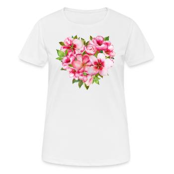 Coeur de fête des mères avec fleurs roses - T-shirt respirant Femme - blanc - Devant - AI Model Female 172 dark (172cm)