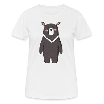 Gluecklicher Baer - Frauen T-Shirt atmungsaktiv - Weiß - Vorne - AI Model Female 172 dark (172cm)