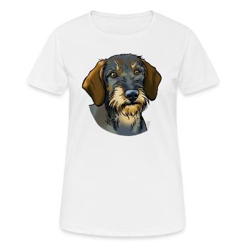 Wirehaired dachshund (without text) light textiles - Women's Breathable T-Shirt - white - Front - AI Model Female 172 dark (172cm)