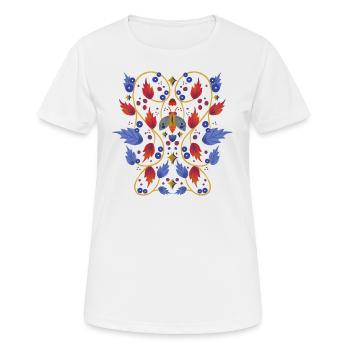 Blumen mit Motte - Frauen T-Shirt atmungsaktiv - Weiß - Vorne - AI Model Female 172 dark (172cm)