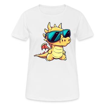 Niedlicher Drache mit Sonnenbrille - Frauen T-Shirt atmungsaktiv - Weiß - Vorne - AI Model Female 172 dark (172cm)
