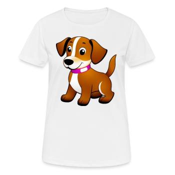 Kleiner brauner Hund, stehend - Frauen T-Shirt atmungsaktiv - Weiß - Vorne - AI Model Female 172 dark (172cm)