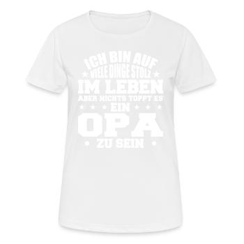 ich bin stolz wie ein Opa - Frauen T-Shirt atmungsaktiv - Weiß - Vorne - AI Model Female 172 dark (172cm)