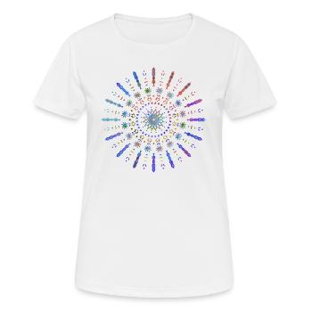 Mandala Yoga tribal Sonne strahlend blau bunt - Frauen T-Shirt atmungsaktiv - Weiß - Vorne - AI Model Female 172 dark (172cm)