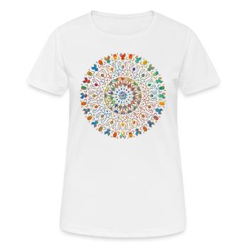 Mandala orientalisch tribal zart orange speziell - Frauen T-Shirt atmungsaktiv - Weiß - Vorne - AI Model Female 172 dark (172cm)