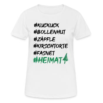 Schwarzwald Heimat Bollenhut Kuckuck T-Shirt - Frauen T-Shirt atmungsaktiv - Weiß - Vorne - AI Model Female 172 dark (172cm)