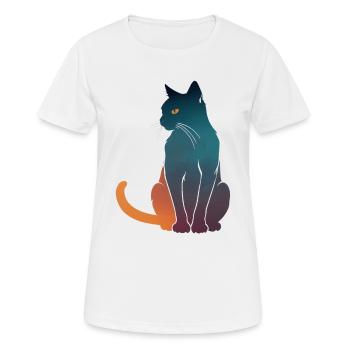 Harmonische Katze im Farbverlauf - Frauen T-Shirt atmungsaktiv - Weiß - Vorne - AI Model Female 172 dark (172cm)