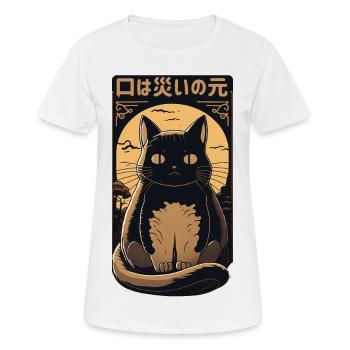 Chat noir - T-shirt respirant Femme - blanc - Devant - AI Model Female 172 dark (172cm)