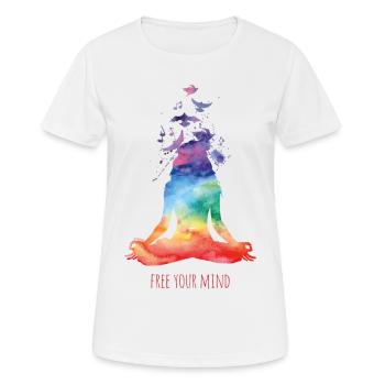 Yoga - free your mind - Frauen T-Shirt atmungsaktiv - Weiß - Vorne - AI Model Female 172 dark (172cm)