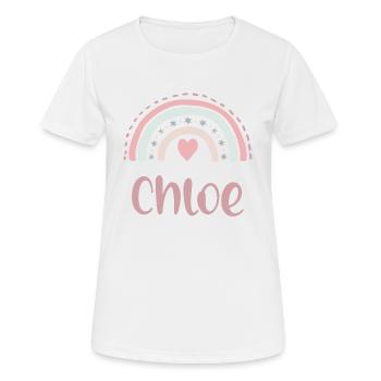 Chloe Name Regenbogen - Frauen T-Shirt atmungsaktiv - Weiß - Vorne - AI Model Female 172 dark (172cm)