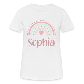 Sophia Nom Arc-en-ciel - T-shirt respirant Femme - blanc - Devant - AI Model Female 172 dark (172cm)