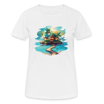 Tropische Insel mit gemütlichen Hütten - Frauen T-Shirt atmungsaktiv - Weiß - Vorne - AI Model Female 172 dark (172cm)