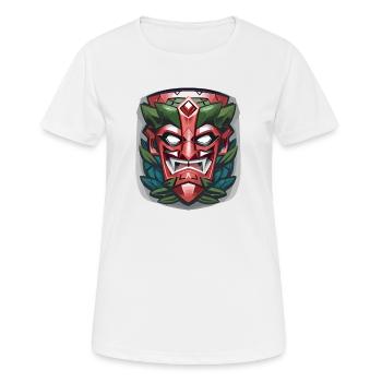Böse Tiki Maske - Frauen T-Shirt atmungsaktiv - Weiß - Vorne - AI Model Female 172 dark (172cm)