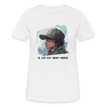 Anime Style Superhero - Women's Breathable T-Shirt - white - Front - AI Model Female 172 dark (172cm)