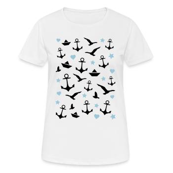 maritim pattern anchors - Women's Breathable T-Shirt - white - Front - AI Model Female 172 dark (172cm)