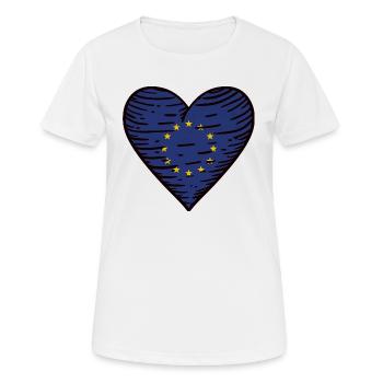 Europe drapeau coeur UE Européens - T-shirt respirant Femme - blanc - Devant - AI Model Female 172 dark (172cm)