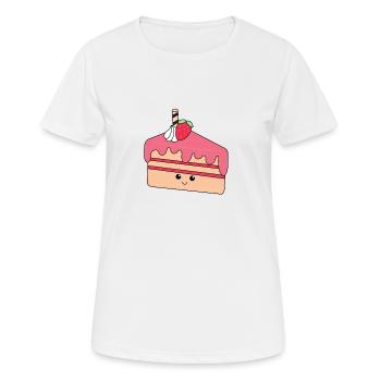 Piece of cake | Cute | Face | Strawberry | cream - Women's Breathable T-Shirt - white - Front - AI Model Female 172 dark (172cm)