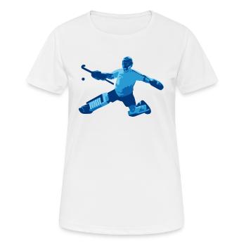 Feldhockey-Torwart Blau - Frauen T-Shirt atmungsaktiv - Weiß - Vorne - AI Model Female 172 dark (172cm)