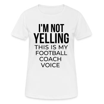 Ich schreie nicht, das ist meine Fußballtrainerstimme - Frauen T-Shirt atmungsaktiv - Weiß - Vorne - AI Model Female 172 dark (172cm)