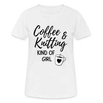 Coffee & knitting kind of girl. - Women's Breathable T-Shirt - white - Front - AI Model Female 172 dark (172cm)