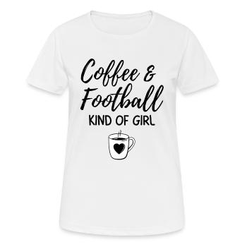 Café et football genre de fille - T-shirt respirant Femme - blanc - Devant - AI Model Female 172 dark (172cm)