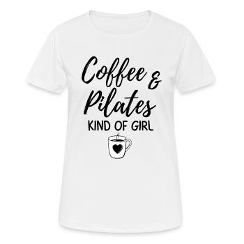 Café & pilates genre de fille - T-shirt respirant Femme - blanc - Devant - AI Model Female 172 dark (172cm)