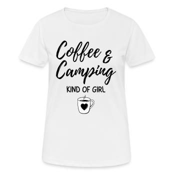 Coffee & camping kind of girl. - Women's Breathable T-Shirt - white - Front - AI Model Female 172 dark (172cm)