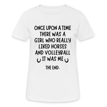 Une fille qui aimait beaucoup le volley-ball et les chevaux. - T-shirt respirant Femme - blanc - Devant - AI Model Female 172 dark (172cm)