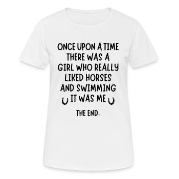 Ein Mädchen, das Schwimmen und Pferde wirklich mochte. - Frauen T-Shirt atmungsaktiv - Weiß - Vorne - AI Model Female 172 dark (172cm)