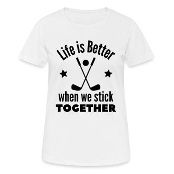 Golf: Das Leben ist besser, wenn wir zusammenhalten. - Frauen T-Shirt atmungsaktiv - Weiß - Vorne - AI Model Female 172 dark (172cm)