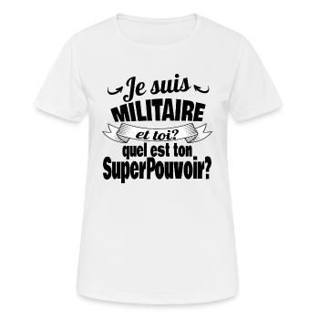 je suis militaire - T-shirt respirant Femme - blanc - Devant - AI Model Female 172 dark (172cm)