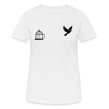 Vogelfrei - Freedom Bird - Frauen T-Shirt atmungsaktiv - Weiß - Vorne - AI Model Female 172 dark (172cm)
