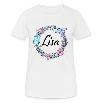 Lisa, nom, lettrage, couronne de fleurs, cadeau - T-shirt respirant Femme - blanc - Devant - AI Model Female 172 dark (172cm)