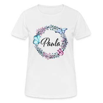 Paula, name, lettering, flower wreath, gift - Women's Breathable T-Shirt - white - Front - AI Model Female 172 dark (172cm)