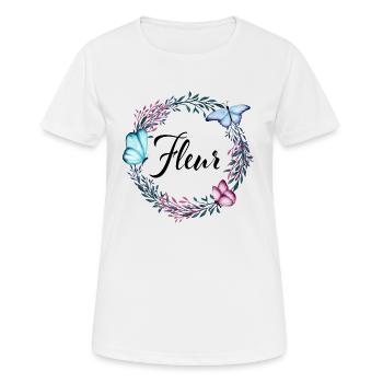 Fleur, name, lettering, flower wreath, gift - Women's Breathable T-Shirt - white - Front - AI Model Female 172 dark (172cm)