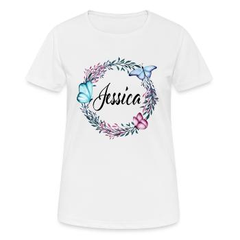 Jessica, nom, lettrage, couronne de fleurs, cadeau - T-shirt respirant Femme - blanc - Devant - AI Model Female 172 dark (172cm)