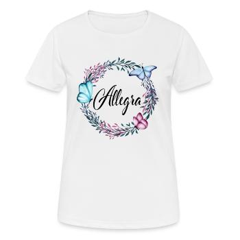 Allegra, name, lettering, flower wreath, gift - Women's Breathable T-Shirt - white - Front - AI Model Female 172 dark (172cm)