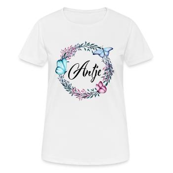 Antje, nom, lettrage, couronne de fleurs, cadeau - T-shirt respirant Femme - blanc - Devant - AI Model Female 172 dark (172cm)