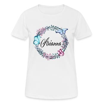 Arianna, nom, lettrage, couronne de fleurs, cadeau - T-shirt respirant Femme - blanc - Devant - AI Model Female 172 dark (172cm)