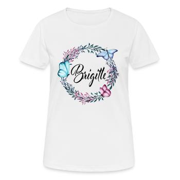 Brigitte, nom, lettrage, couronne de fleurs, cadea - T-shirt respirant Femme - blanc - Devant - AI Model Female 172 dark (172cm)