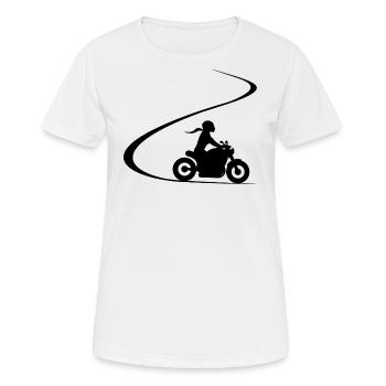 Biker in curve chopper motorcyclist cruiser - Women's Breathable T-Shirt - white - Front - AI Model Female 172 dark (172cm)