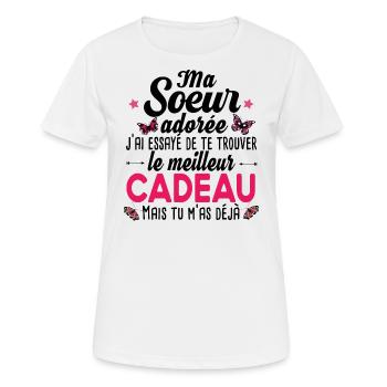 Soeur Grande Sœur Petite Cadeau Girly - T-shirt respirant Femme - blanc - Devant - AI Model Female 172 dark (172cm)
