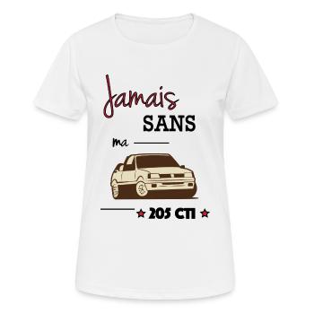 Jamais sans ma 205 CTI - T-shirt respirant Femme - blanc - Devant - AI Model Female 172 dark (172cm)