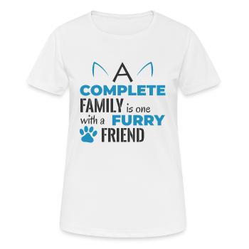 A complete family is one with a furry friend - Women's Breathable T-Shirt - white - Front - AI Model Female 172 dark (172cm)