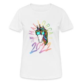 mallorca 2022 einhorn bunt - Frauen T-Shirt atmungsaktiv - Weiß - Vorne - AI Model Female 172 dark (172cm)