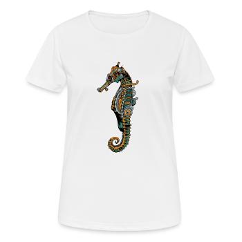 Mechanisches Seepferdchen Meerestier Motiv - Frauen T-Shirt atmungsaktiv - Weiß - Vorne - AI Model Female 172 dark (172cm)