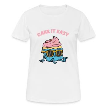 Cake It Easy saying sunglasses pun pastry - Women's Breathable T-Shirt - white - Front - AI Model Female 172 dark (172cm)