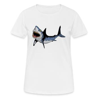Requin prédateur Animaux marins Requin Requins Requin Blanc Motif - T-shirt respirant Femme - blanc - Devant - AI Model Female 172 dark (172cm)