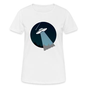 Ufo - Frauen T-Shirt atmungsaktiv - Weiß - Vorne - AI Model Female 172 dark (172cm)
