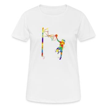 Motif de sport d'équipe de basket- joueur de basket- - T-shirt respirant Femme - blanc - Devant - AI Model Female 172 dark (172cm)